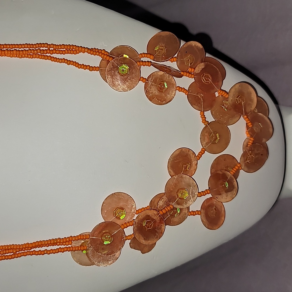 Multi Layer Orange Disc Necklace